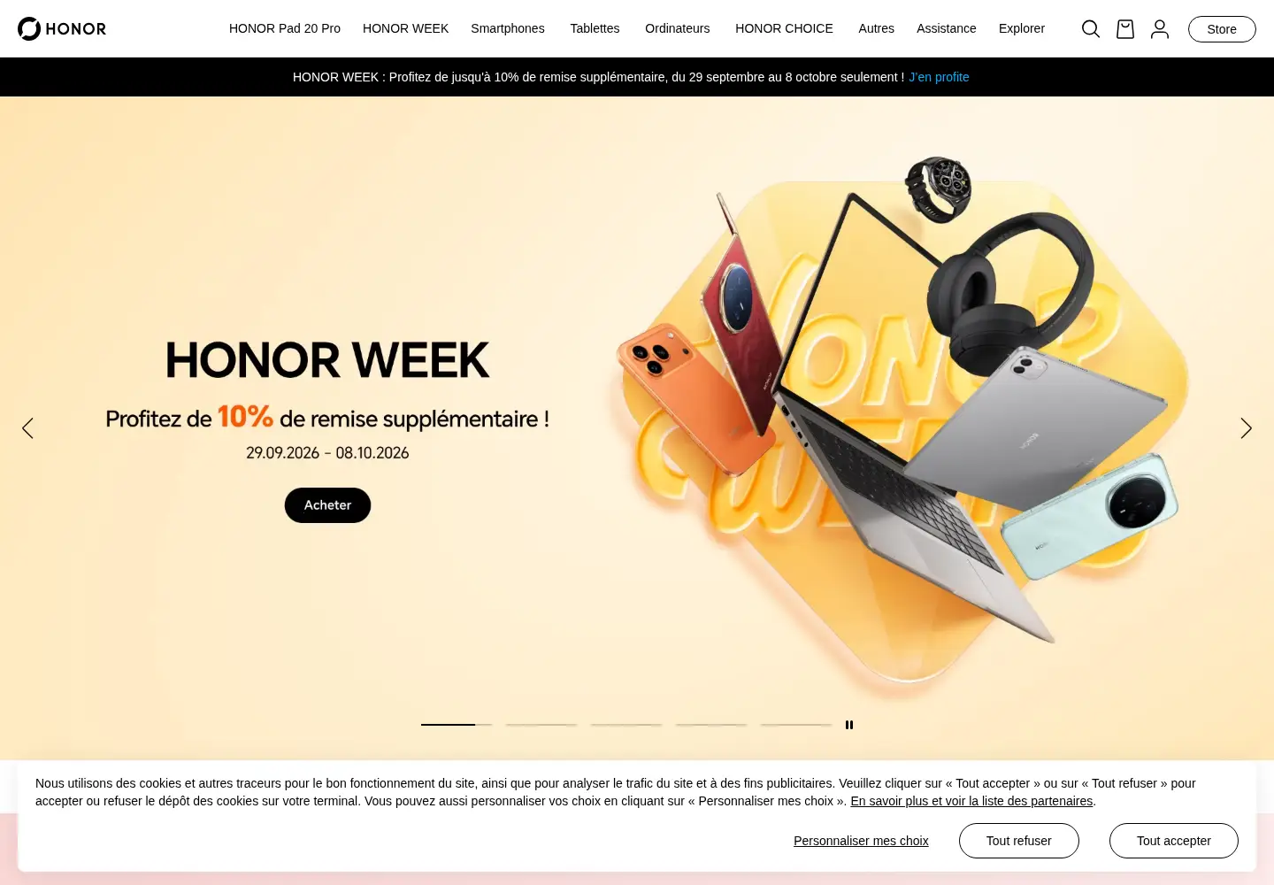 Screenshot of honor.com