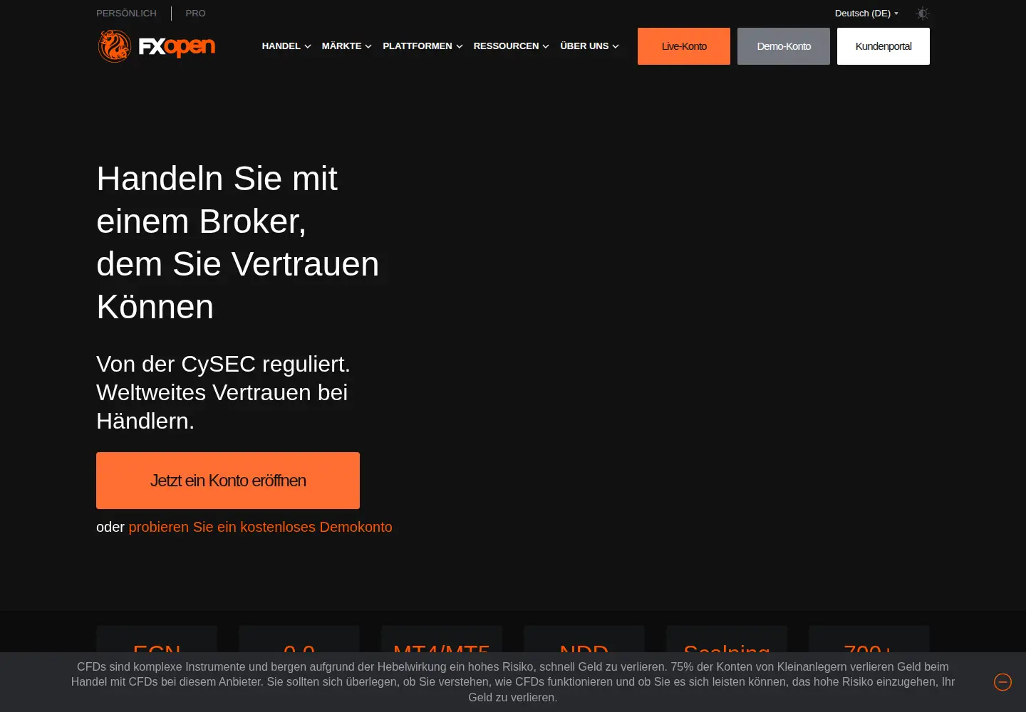Screenshot of fxopen.com
