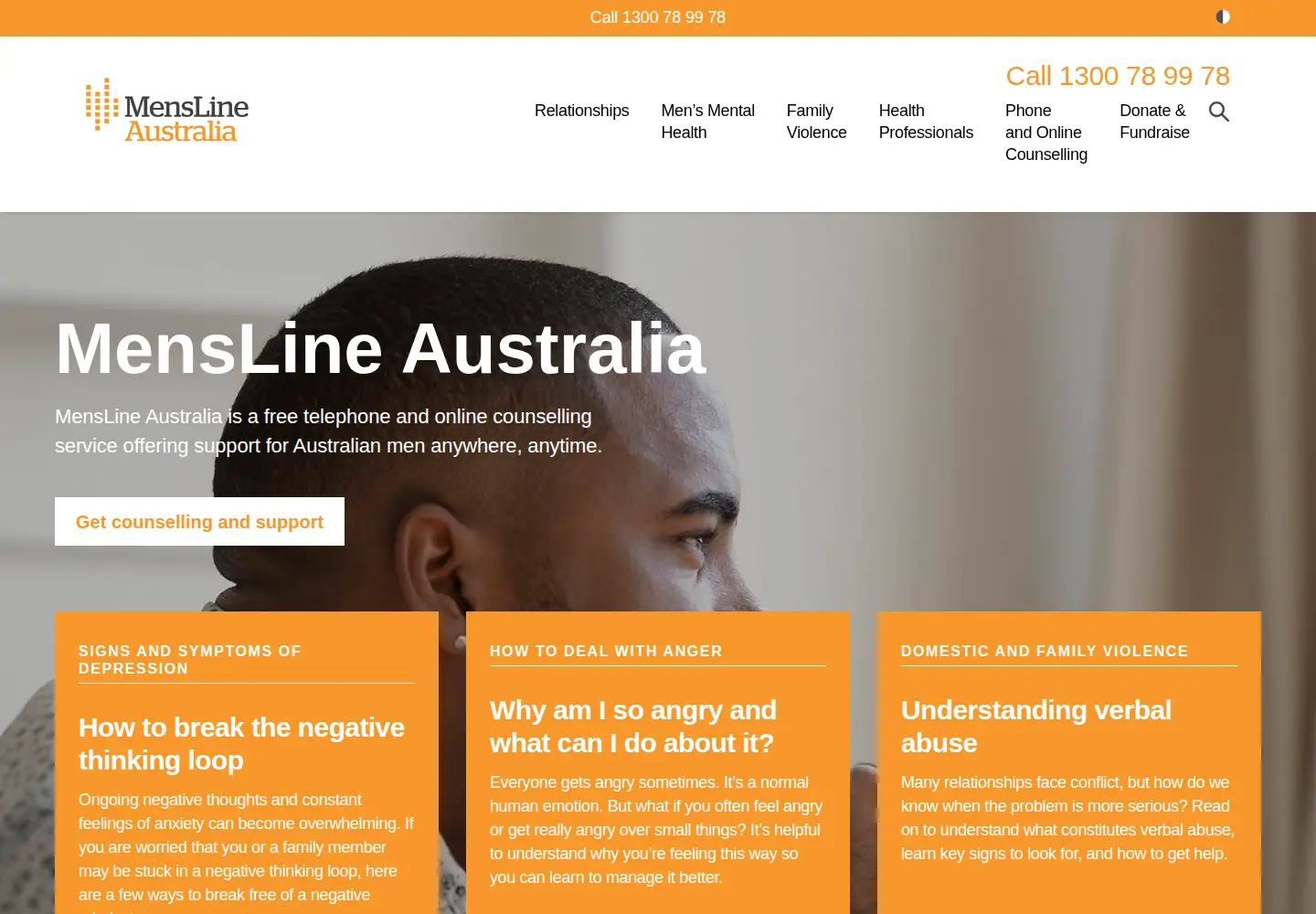 Screenshot of mensline.org.au