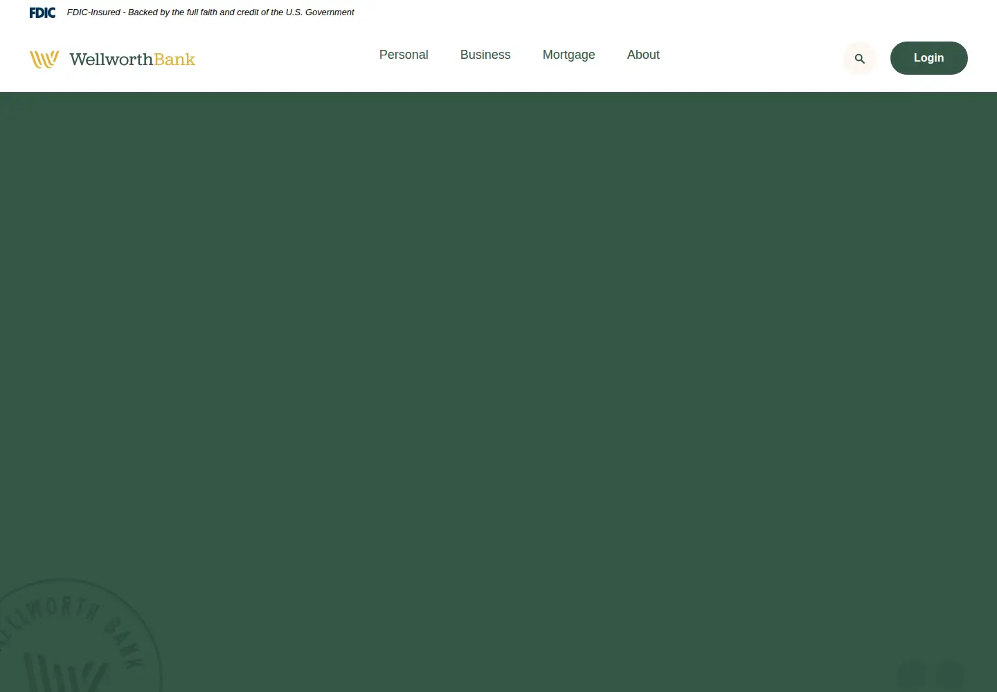 Captured homepage of wellworth.bank in the current scan