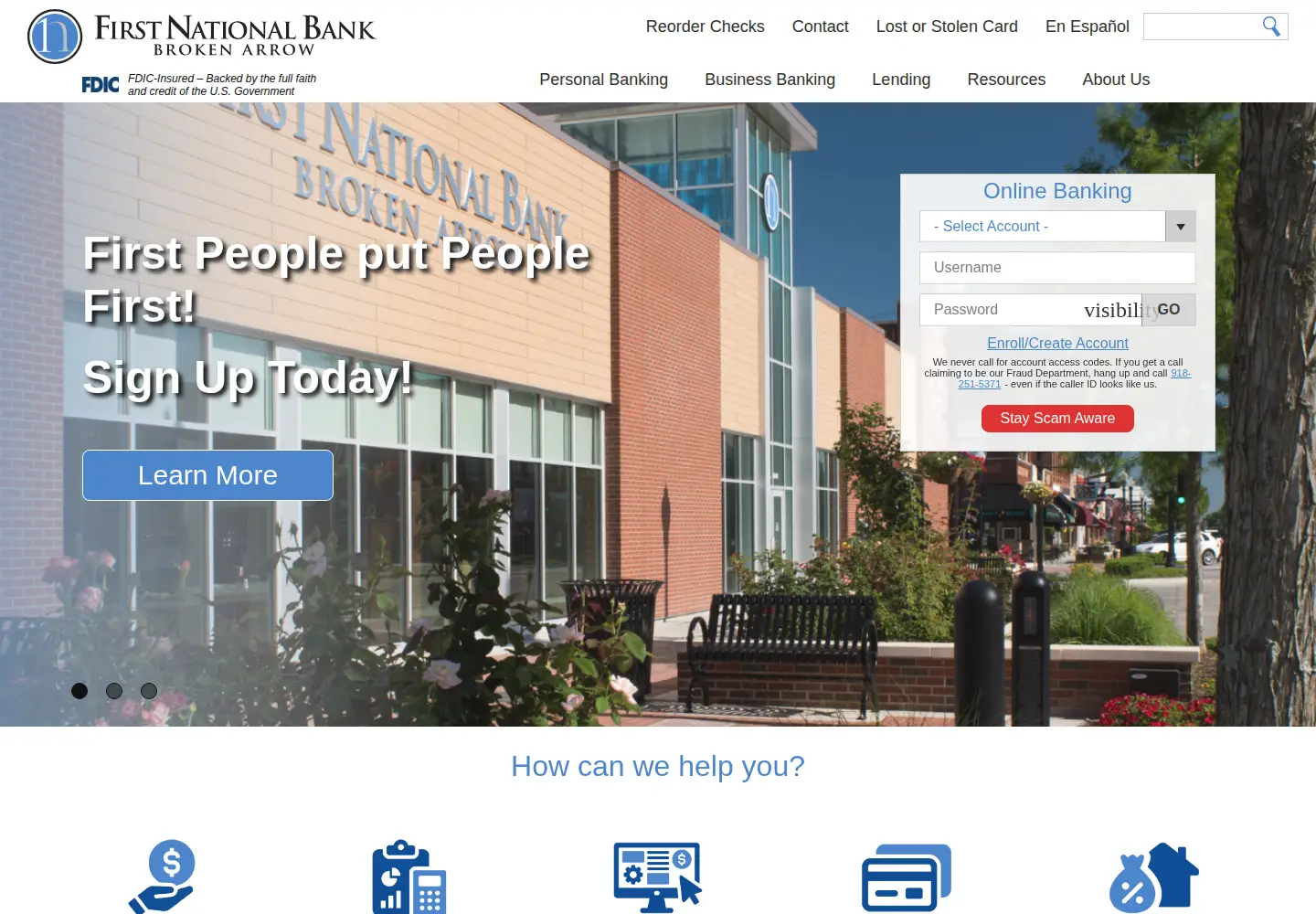 Captured homepage of fnbba.com in the current scan