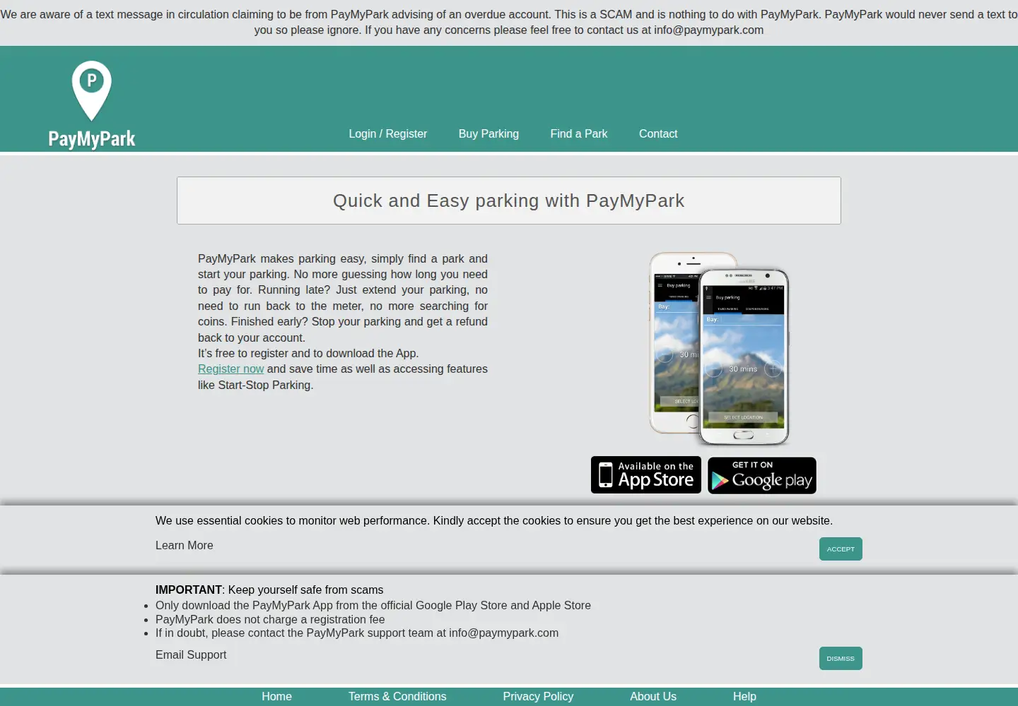 Screenshot of paymypark.com