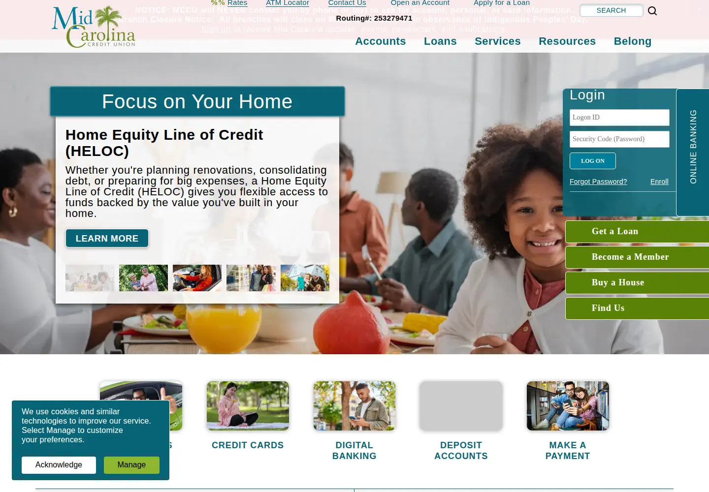 Screenshot of midcarolinacu.com