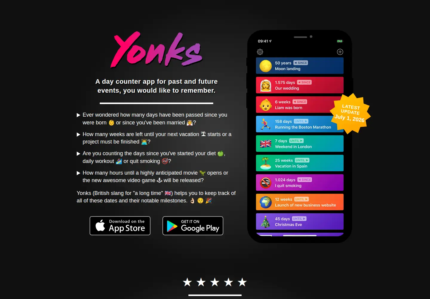 Screenshot of yonks.app
