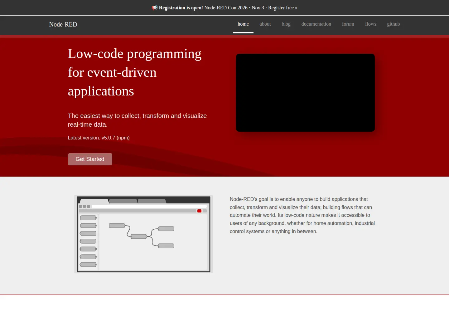 Screenshot of nodered.org