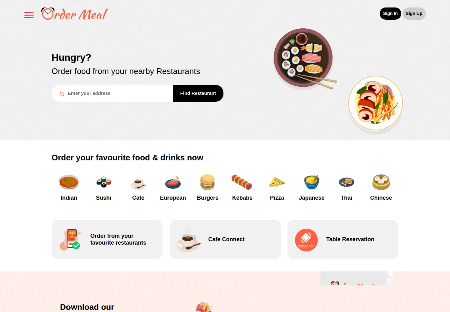 Screenshot of ordermeal.co.nz