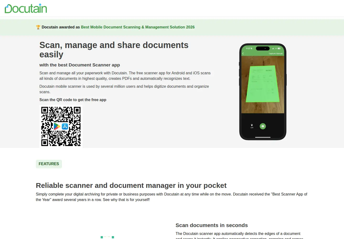 Screenshot of docutain.de
