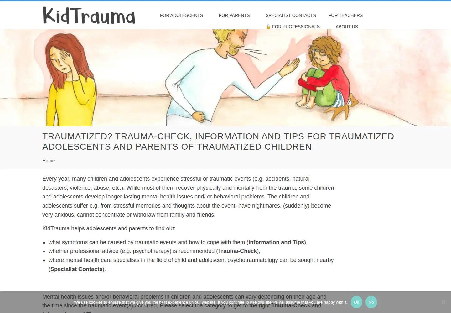 Screenshot of kidtrauma.org