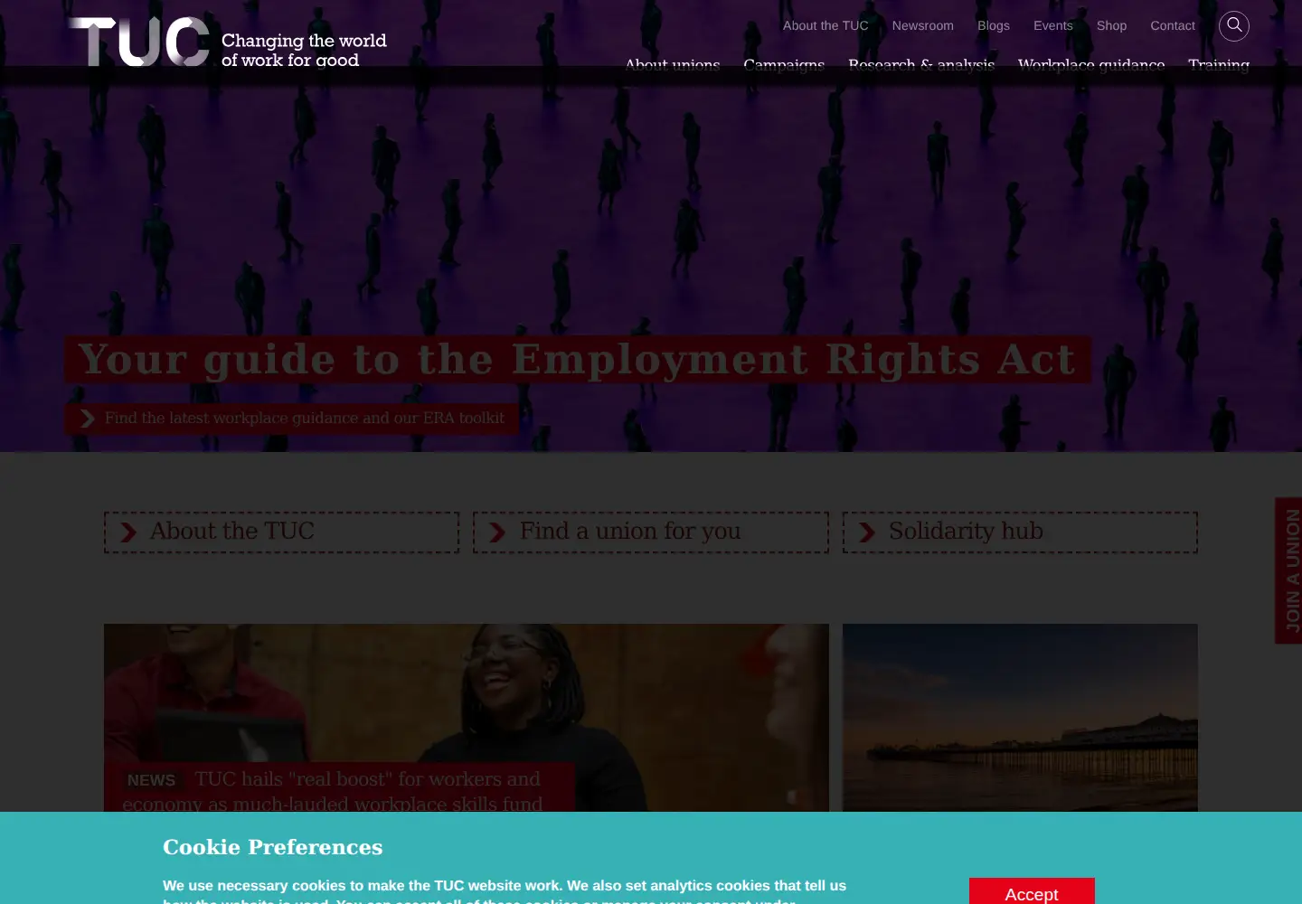 Screenshot of tuc.org.uk
