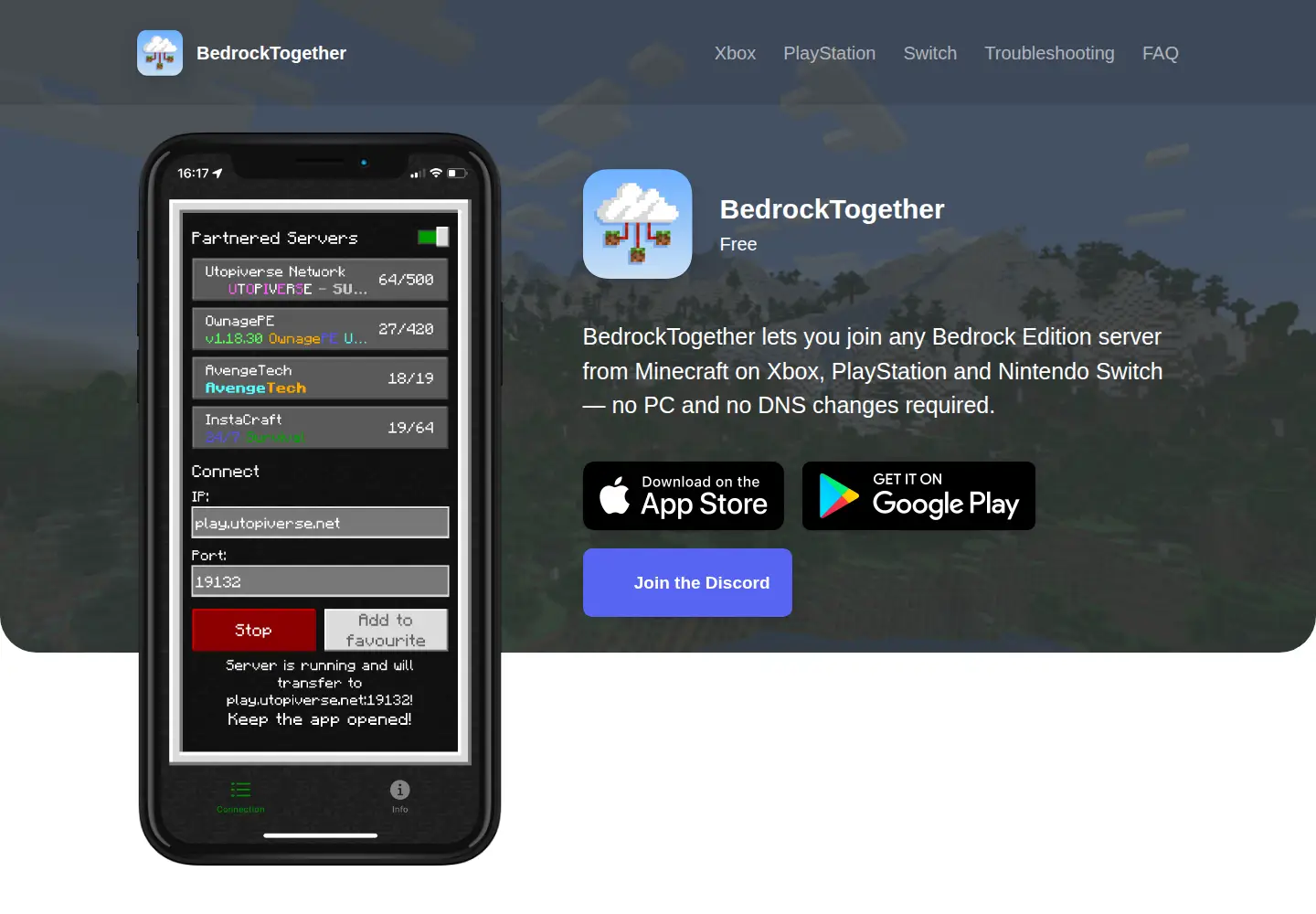 Screenshot of bedrocktogether.net