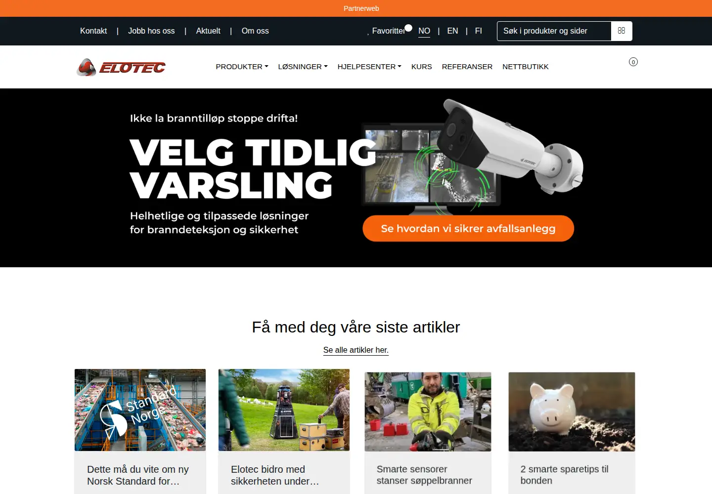Captured homepage of elotec.no in the current scan