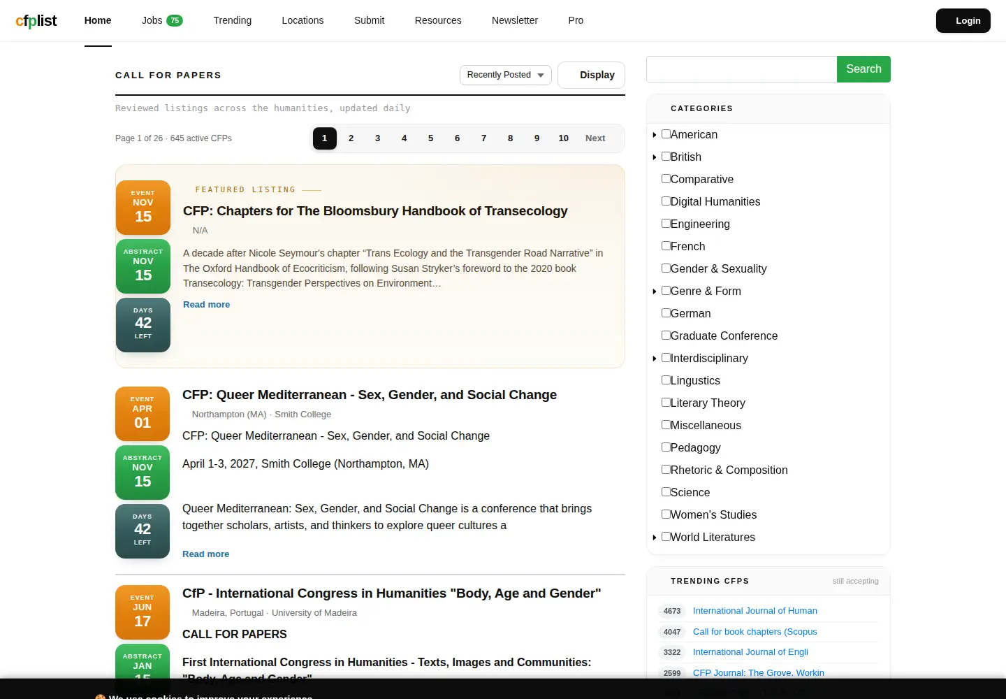 Screenshot of cfplist.com
