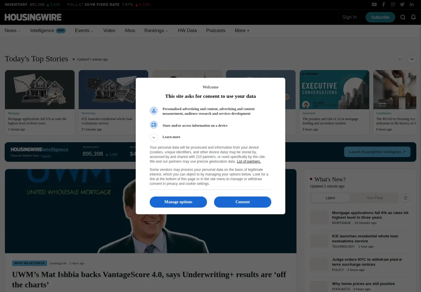Screenshot of housingwire.com