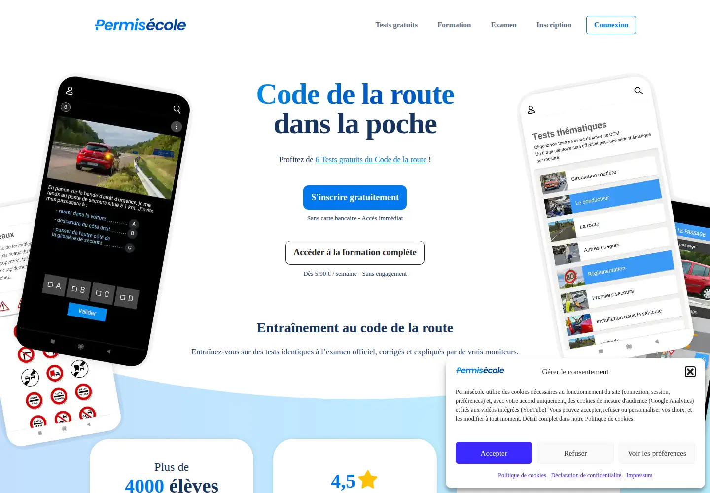 Screenshot of permisecole.com