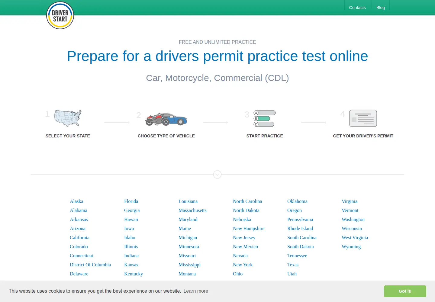 Captured homepage of driver-start.com in the current scan