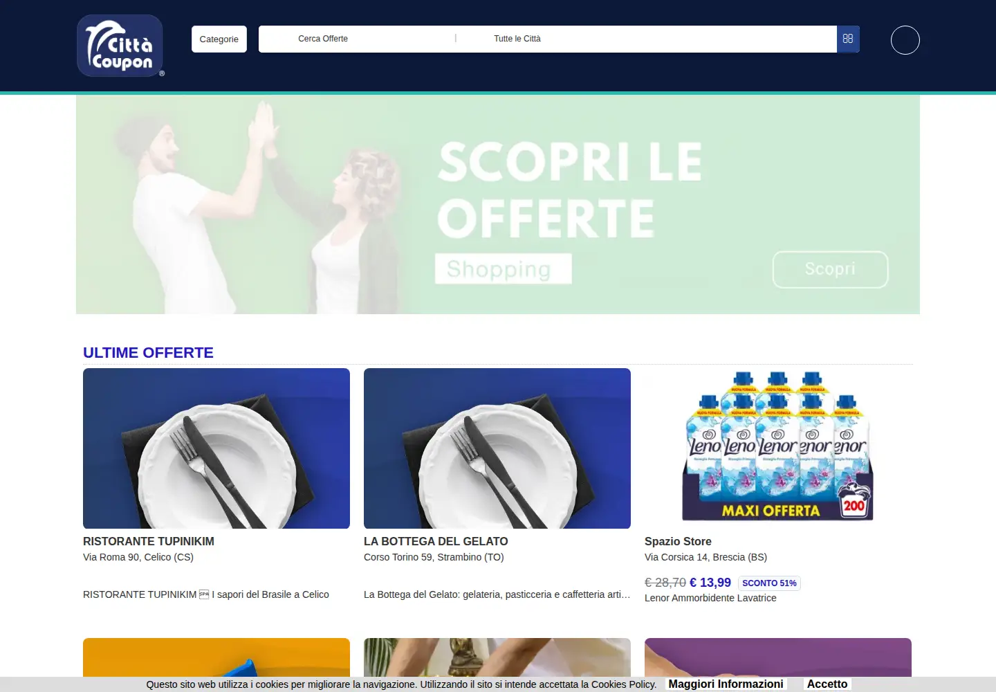 Captured homepage of cittacoupon.it in the current scan