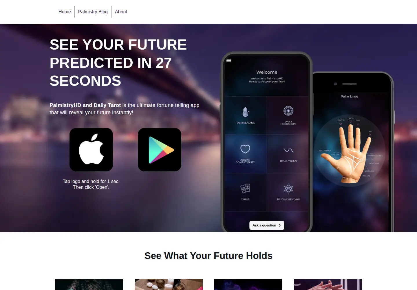 Captured homepage of stellarpalmistry.com in the current scan
