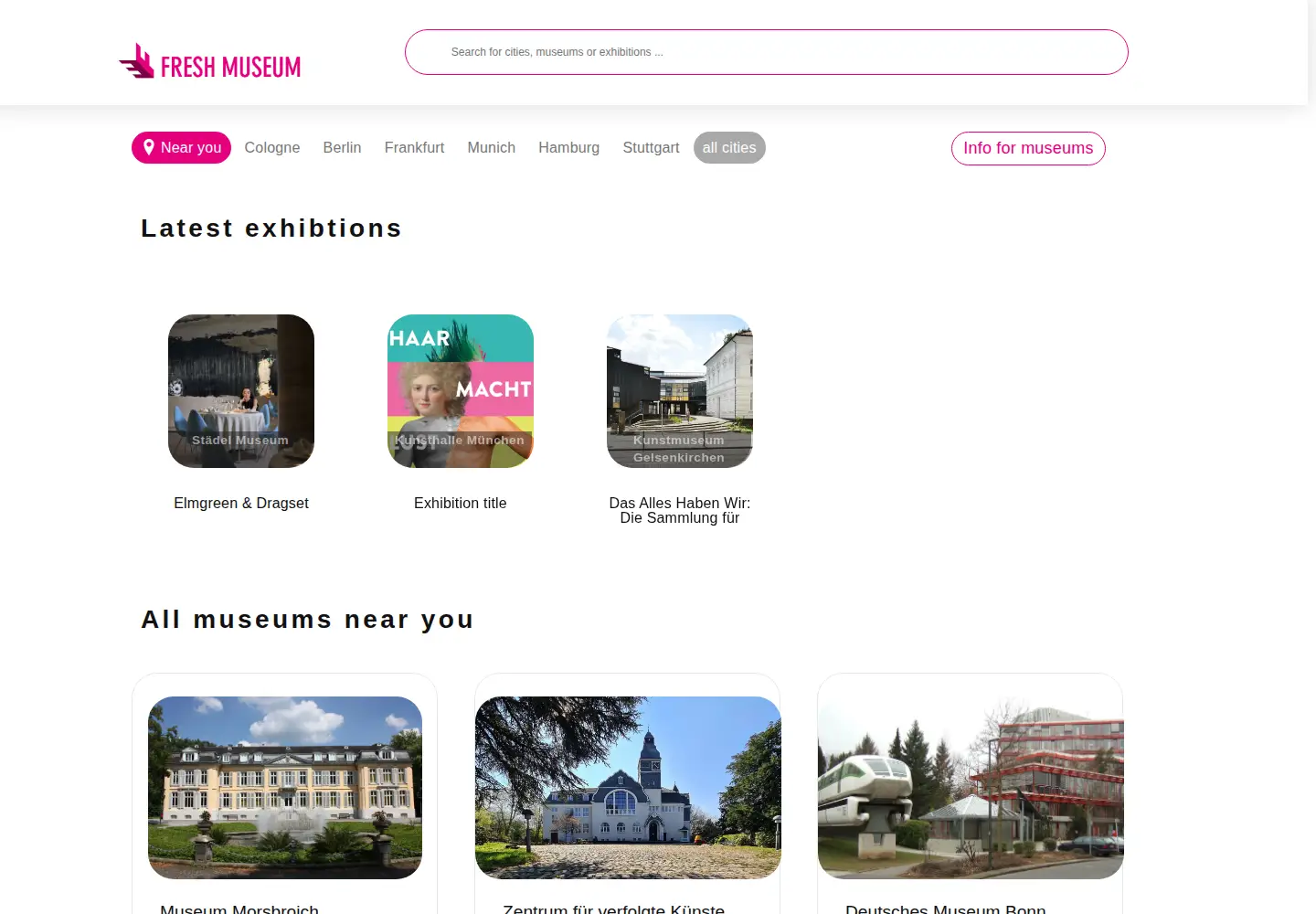 Captured homepage of freshmuseum.com in the current scan