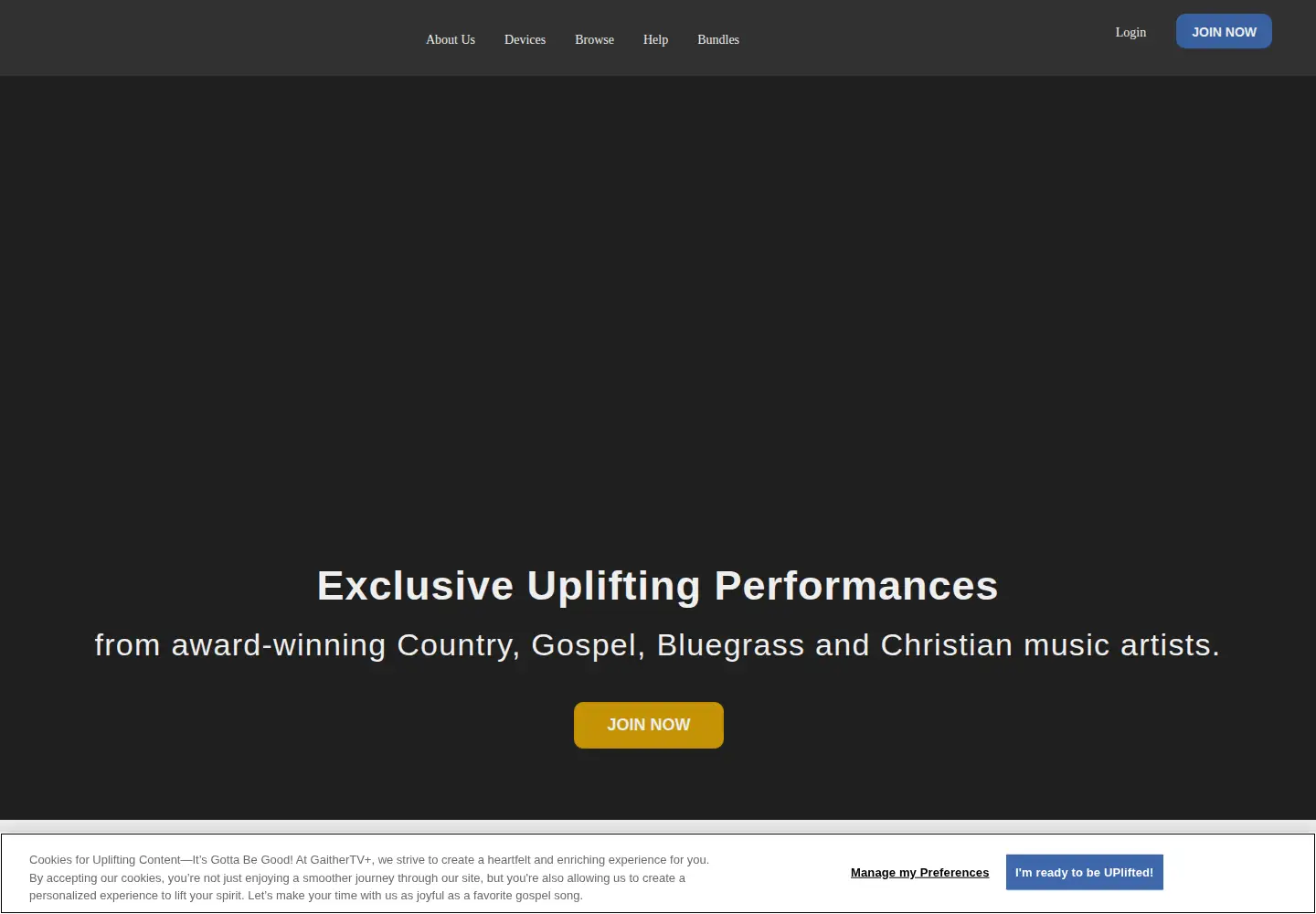 Screenshot of gaithertvplus.com