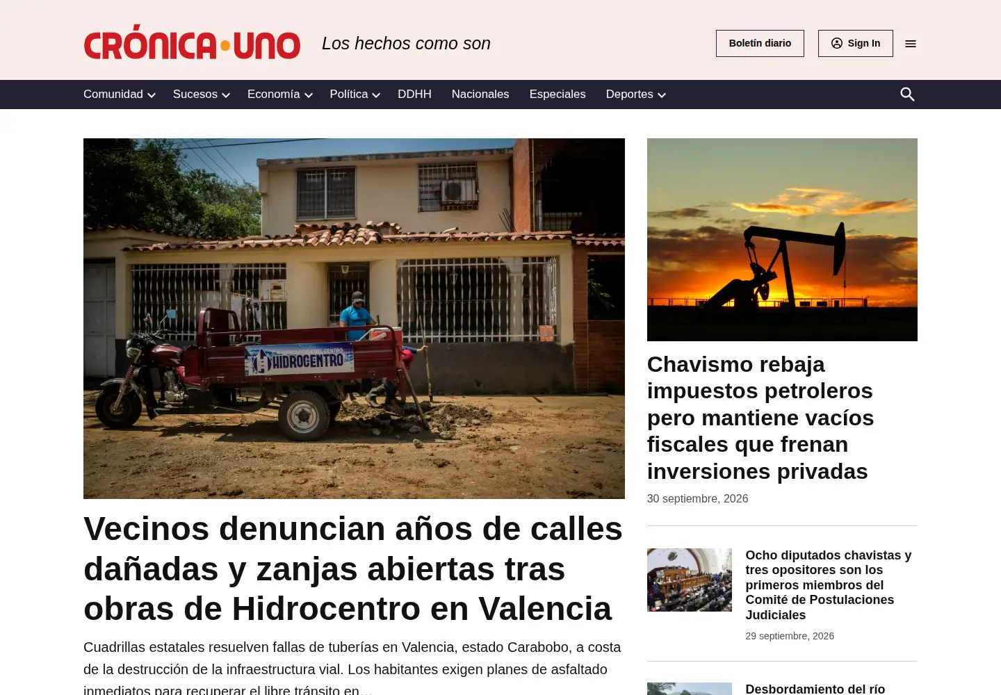 Screenshot of cronica.uno