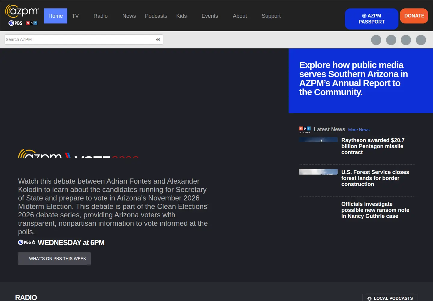 Screenshot of azpm.org