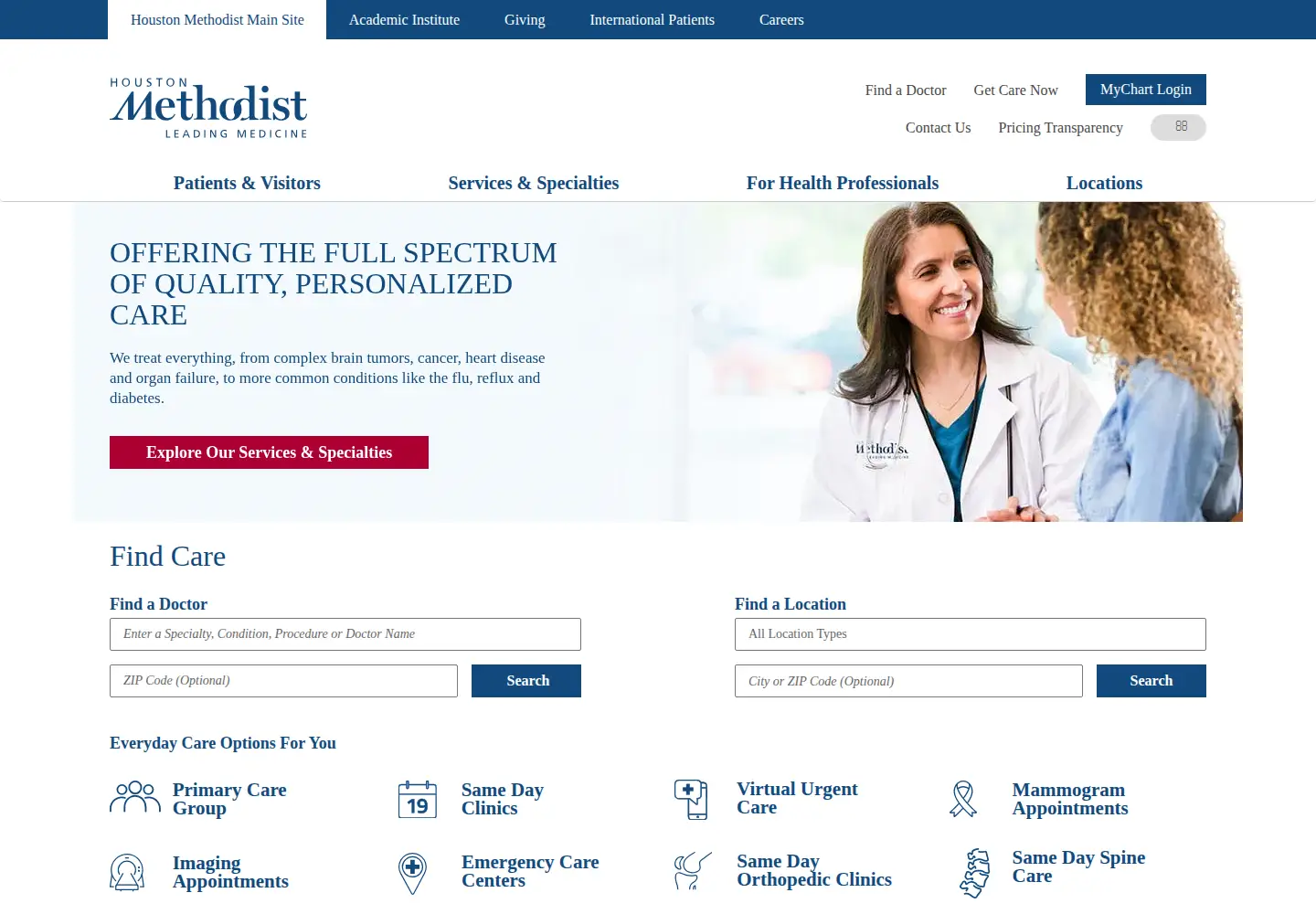 Screenshot of houstonmethodist.org