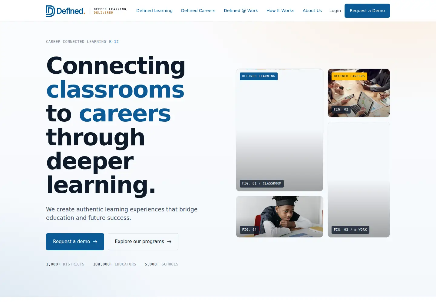 Screenshot of definedlearning.com