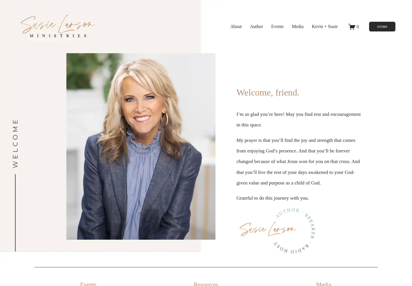 Captured homepage of susielarson.com in the current scan