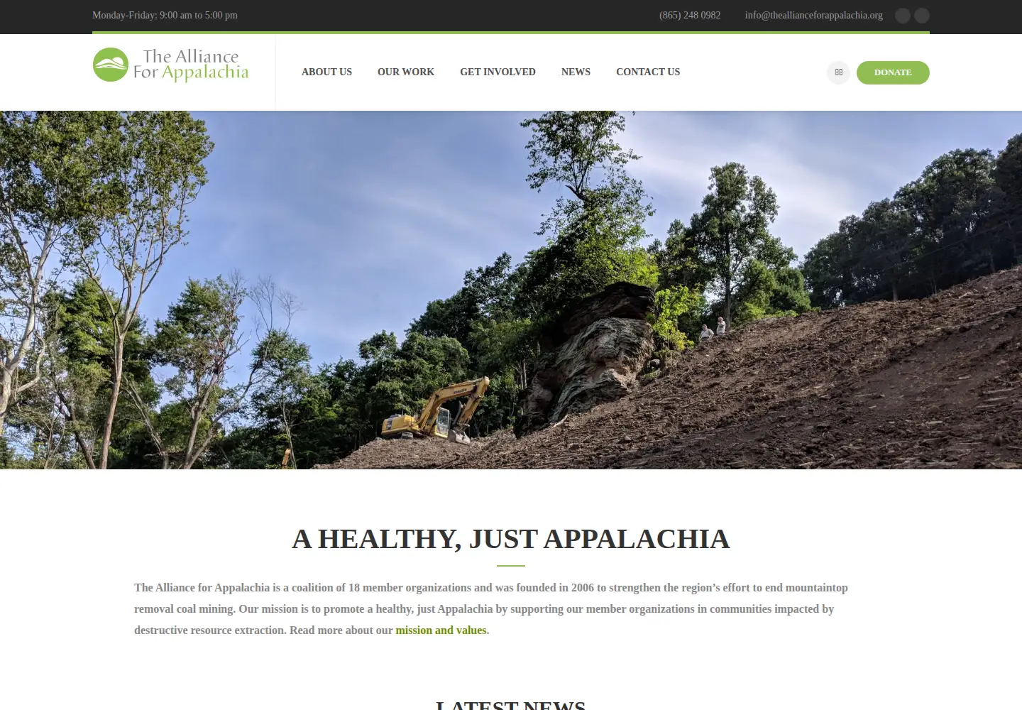 Screenshot of theallianceforappalachia.org