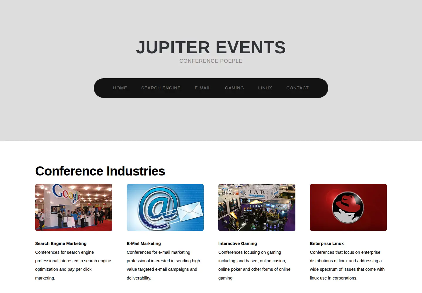Captured homepage of jupiterevents.com in the current scan