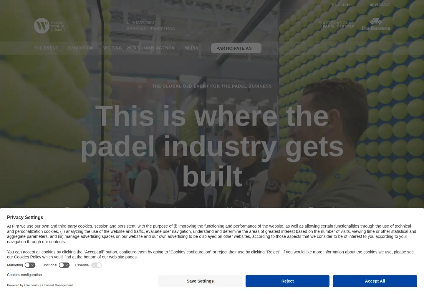 Captured homepage of padelsummit.com in the current scan