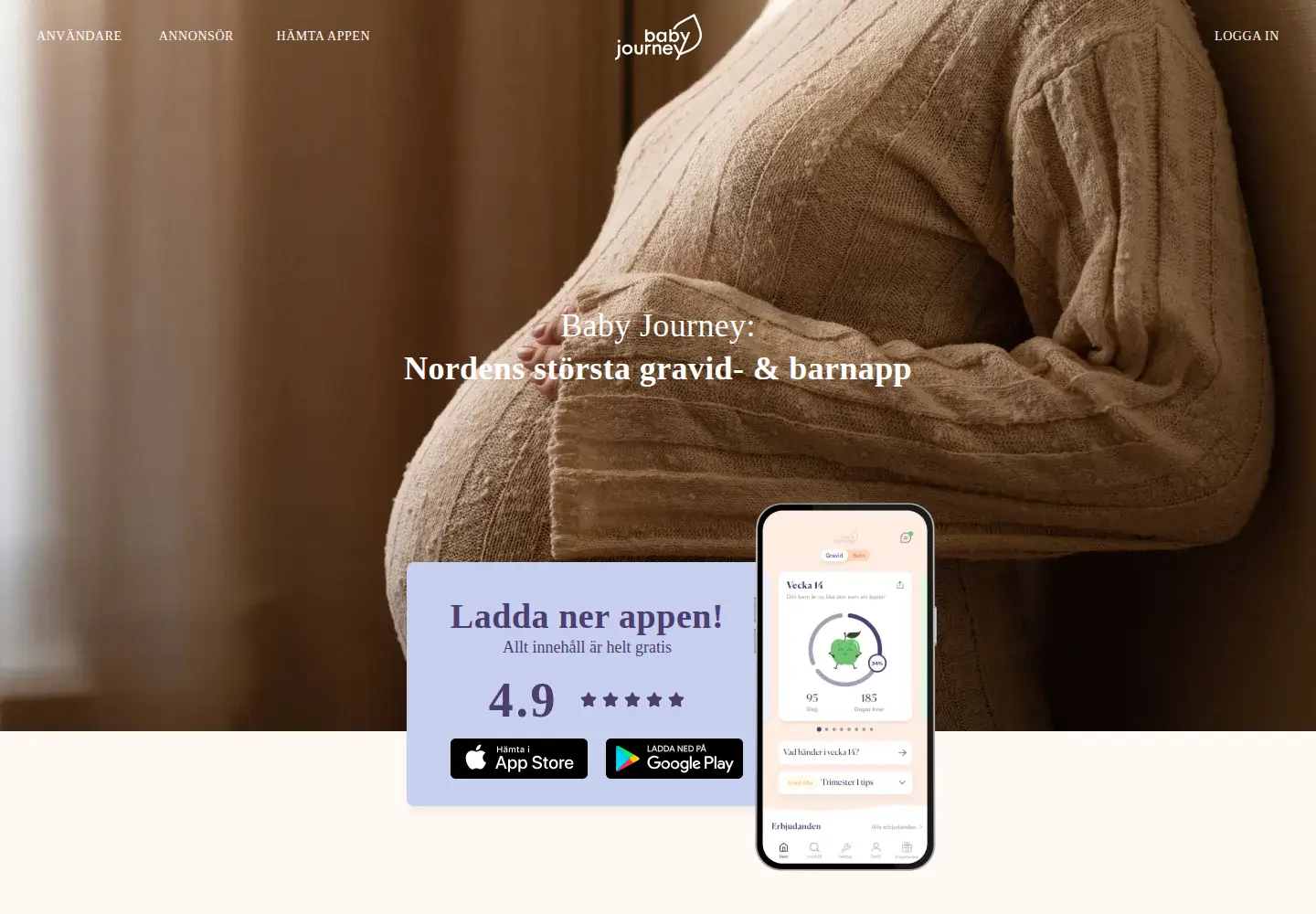 Screenshot of babyjourney.se
