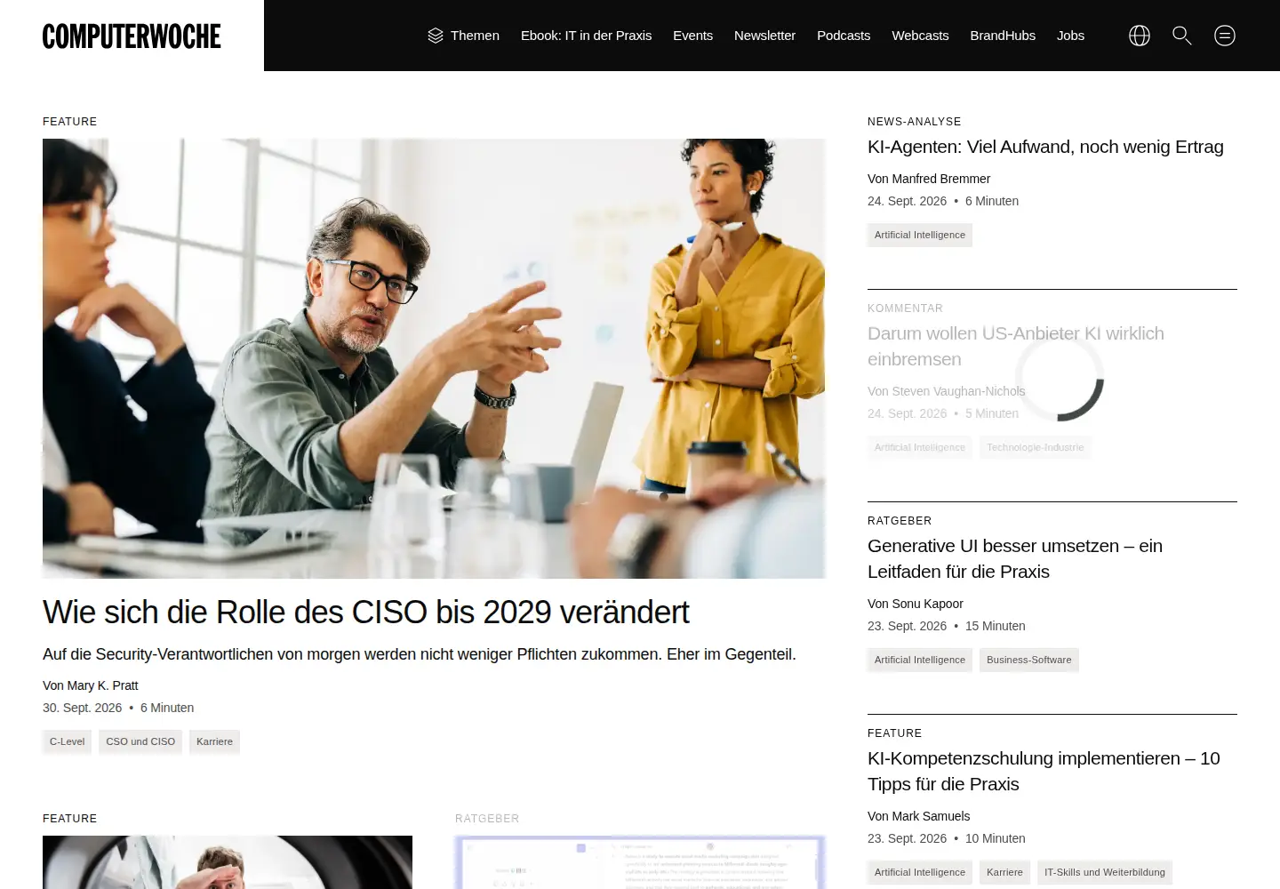 Screenshot of computerwoche.de