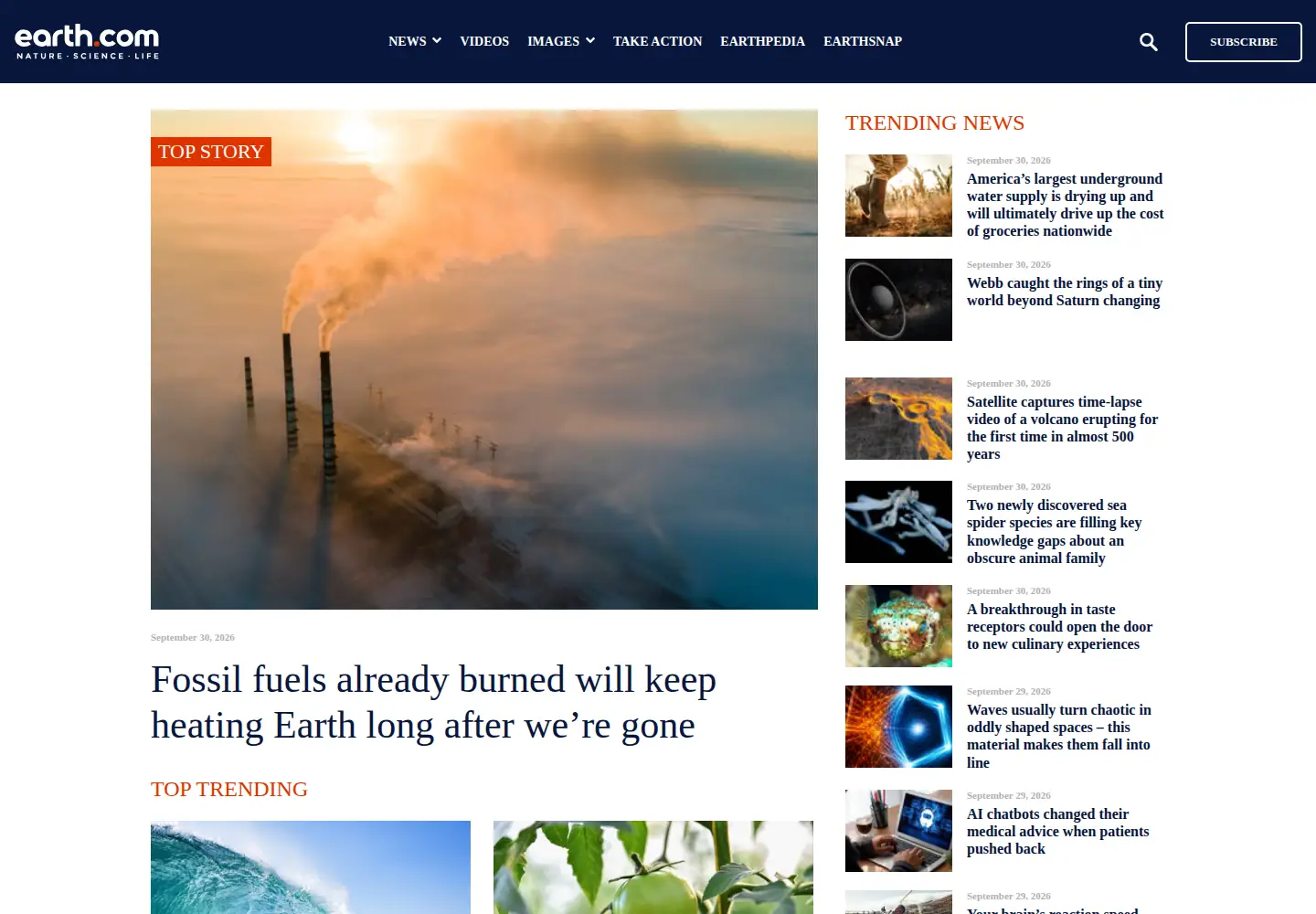 Screenshot of earth.com