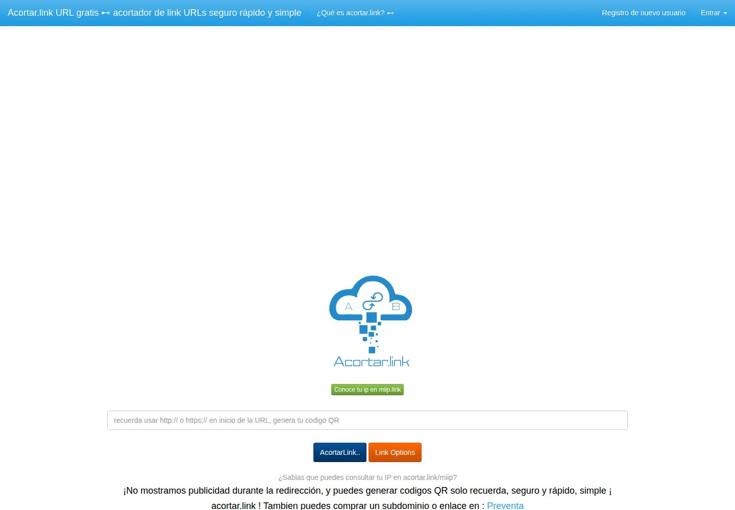 Screenshot of acortar.link
