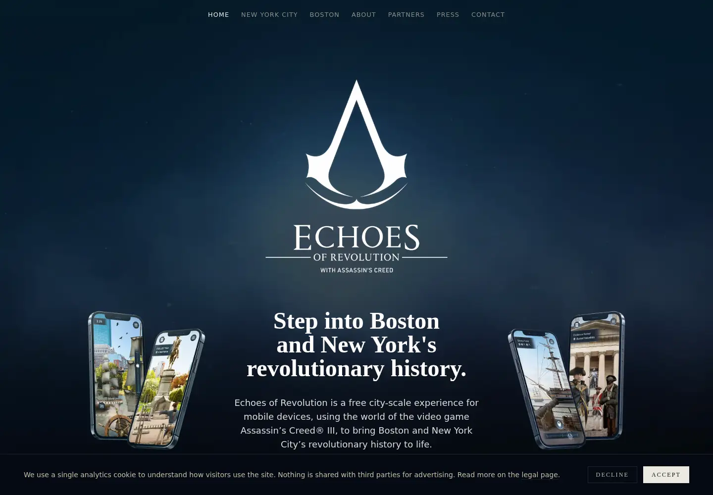 Captured homepage of echoesofrevolution.com in the current scan
