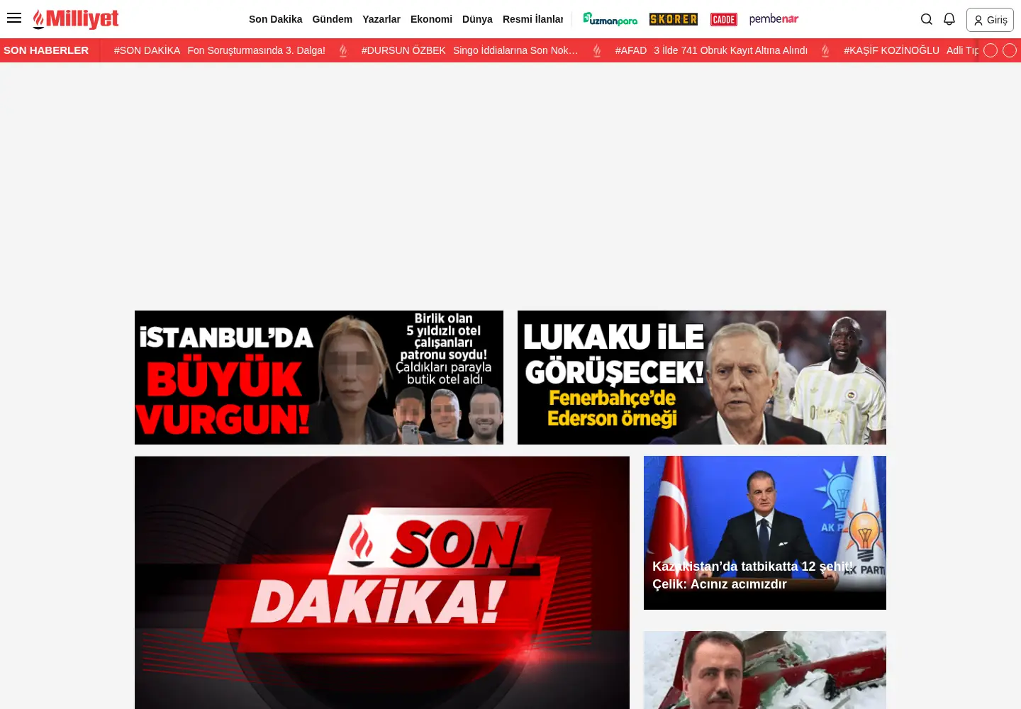 Screenshot of milliyet.com.tr