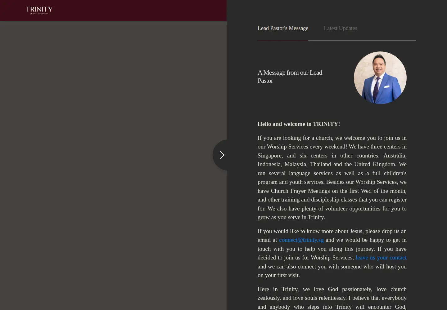 Captured homepage of trinity.sg in the current scan