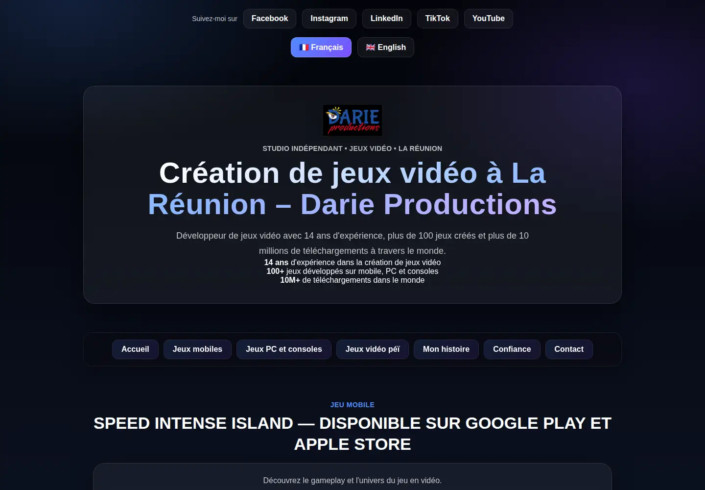 Captured homepage of darieproductions.com in the current scan