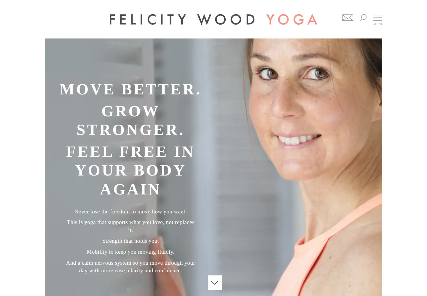 Captured homepage of felicitywoodyoga.com in the current scan