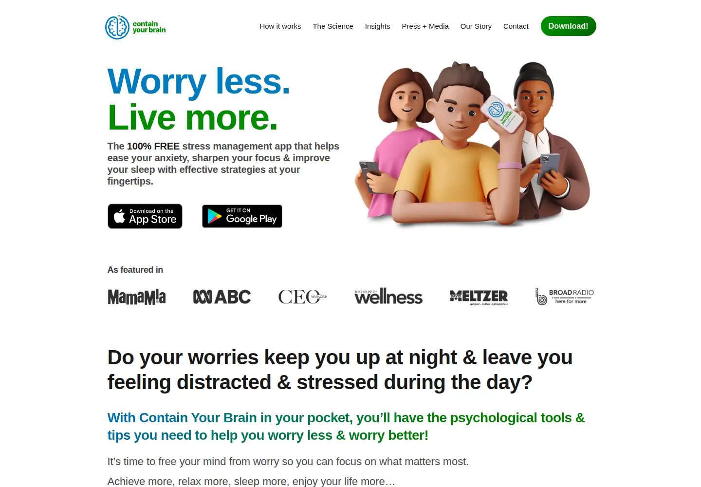 Screenshot of containyourbrain.com
