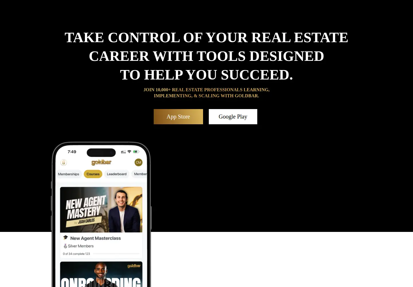 Screenshot of goldbartraining.com