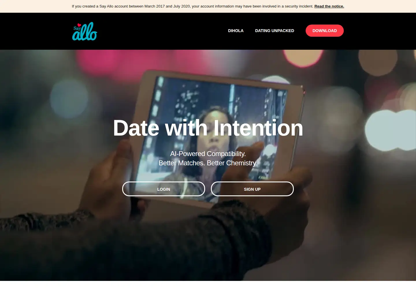 Screenshot of justsayallo.com