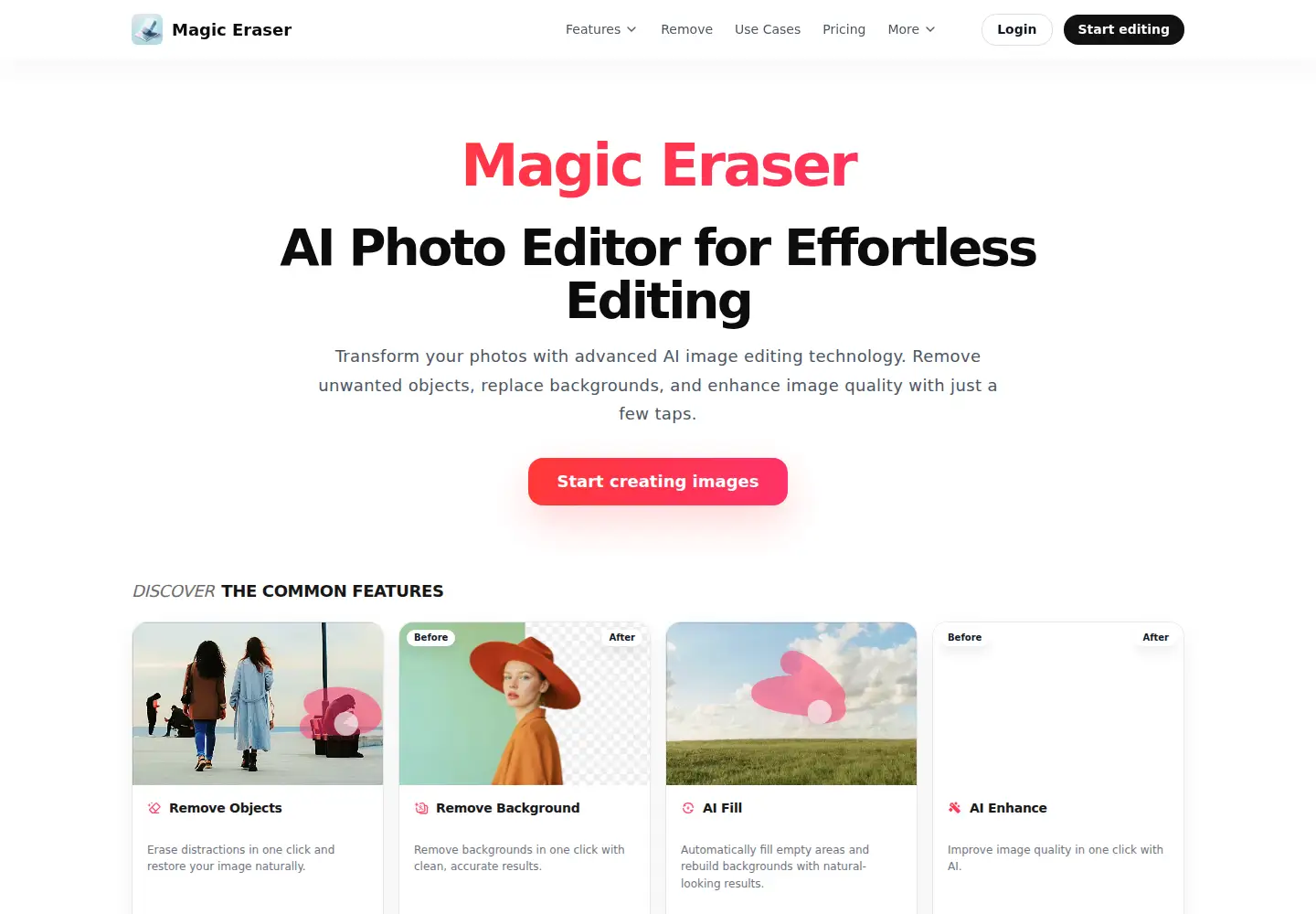 Captured homepage of magiceraser.live in the current scan