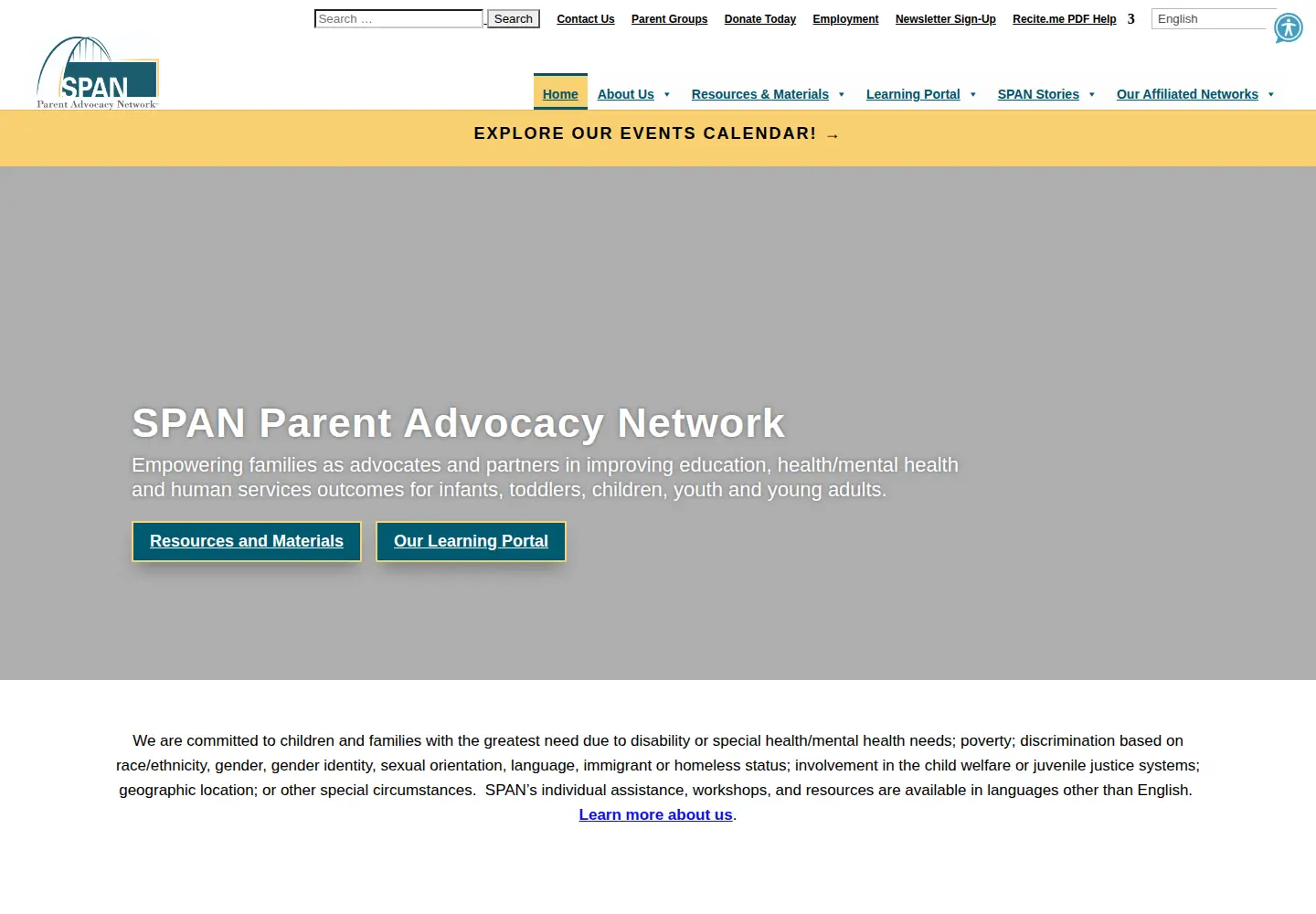 Screenshot of spanadvocacy.org