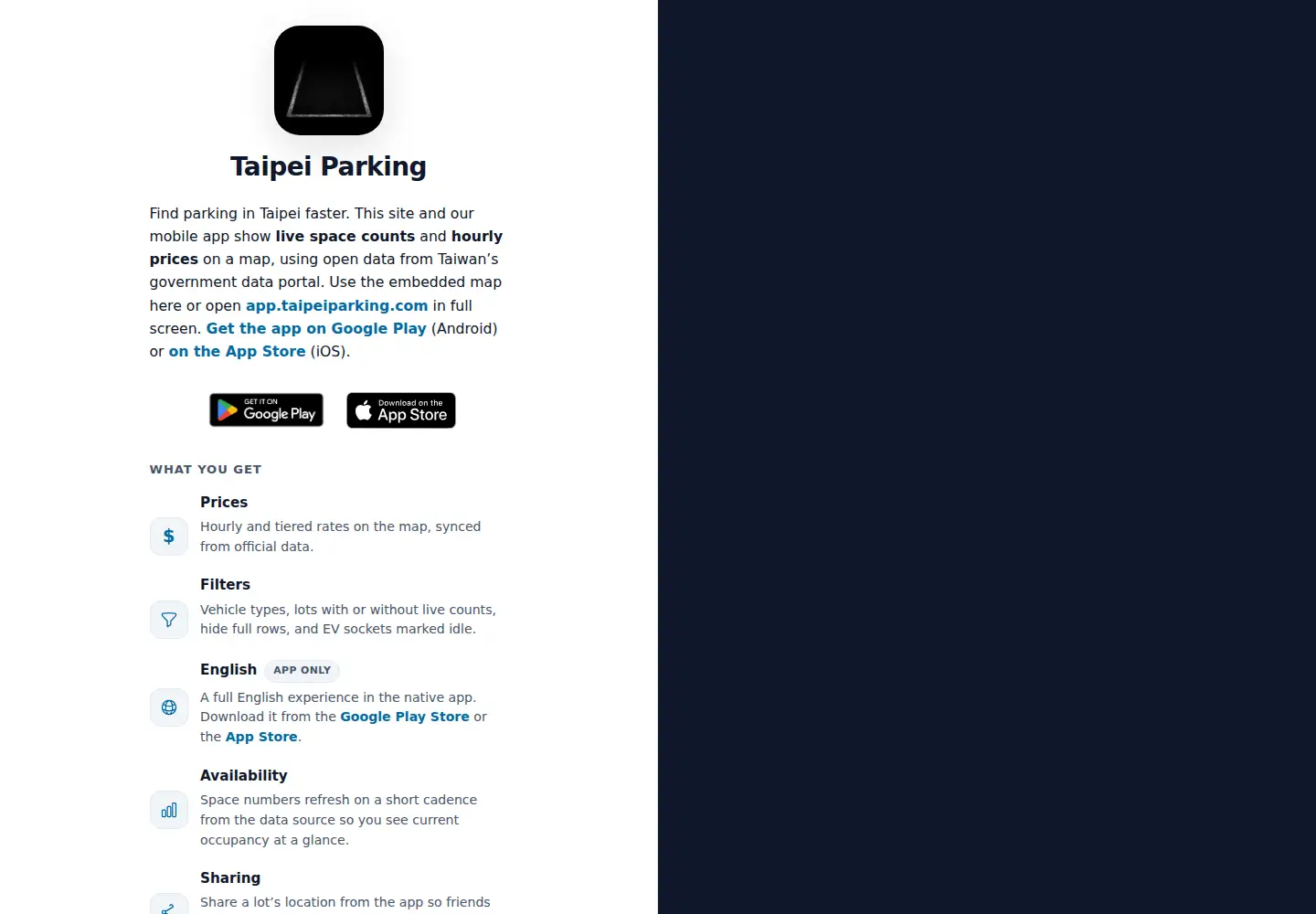 Screenshot of taipeiparking.com