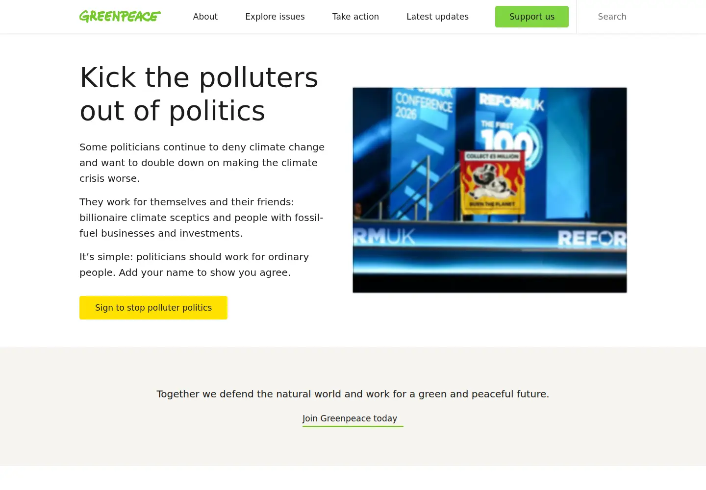Screenshot of greenpeace.org.uk