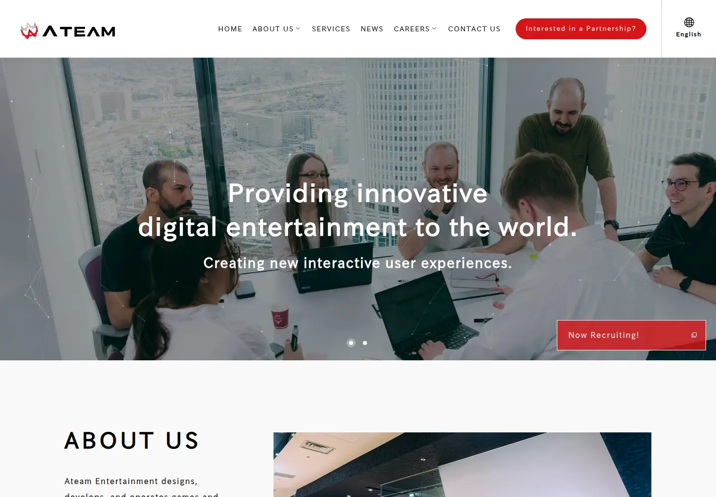 Captured homepage of ateam-entertainment.com in the current scan