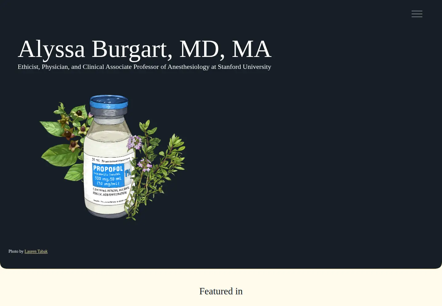 Captured homepage of alyssaburgart.com in the current scan
