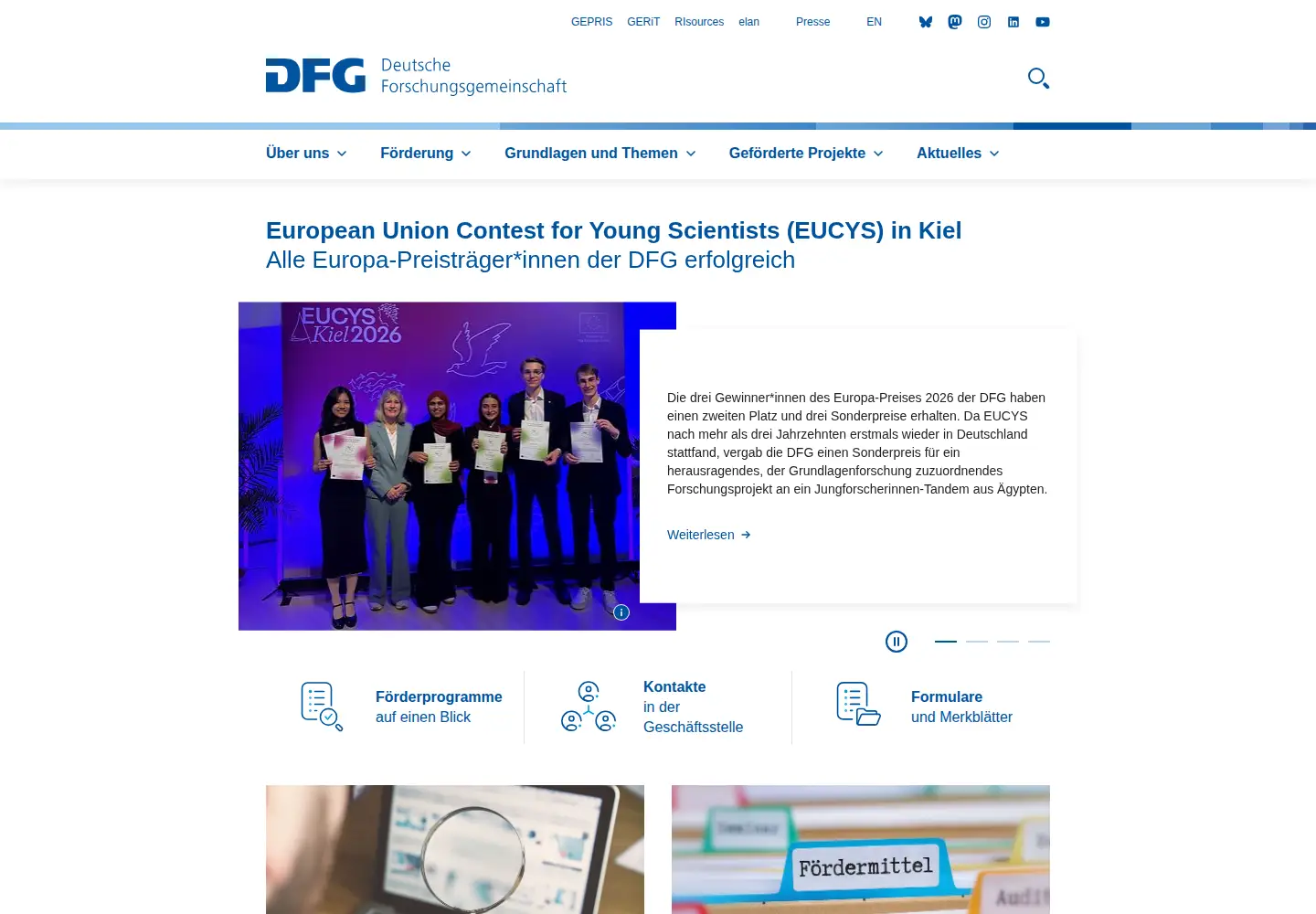 Screenshot of dfg.de